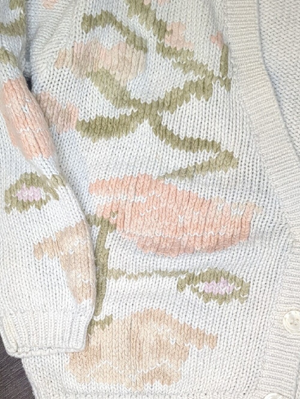 Vintage 80s Sterling Collection Cardigan Sweater Pastel Floral Cottagecore SZ S - Picture 7 of 10